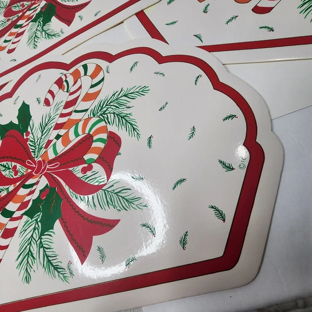 Town & Country Vinyl 1980s Christmas Table Placemats 6- 18